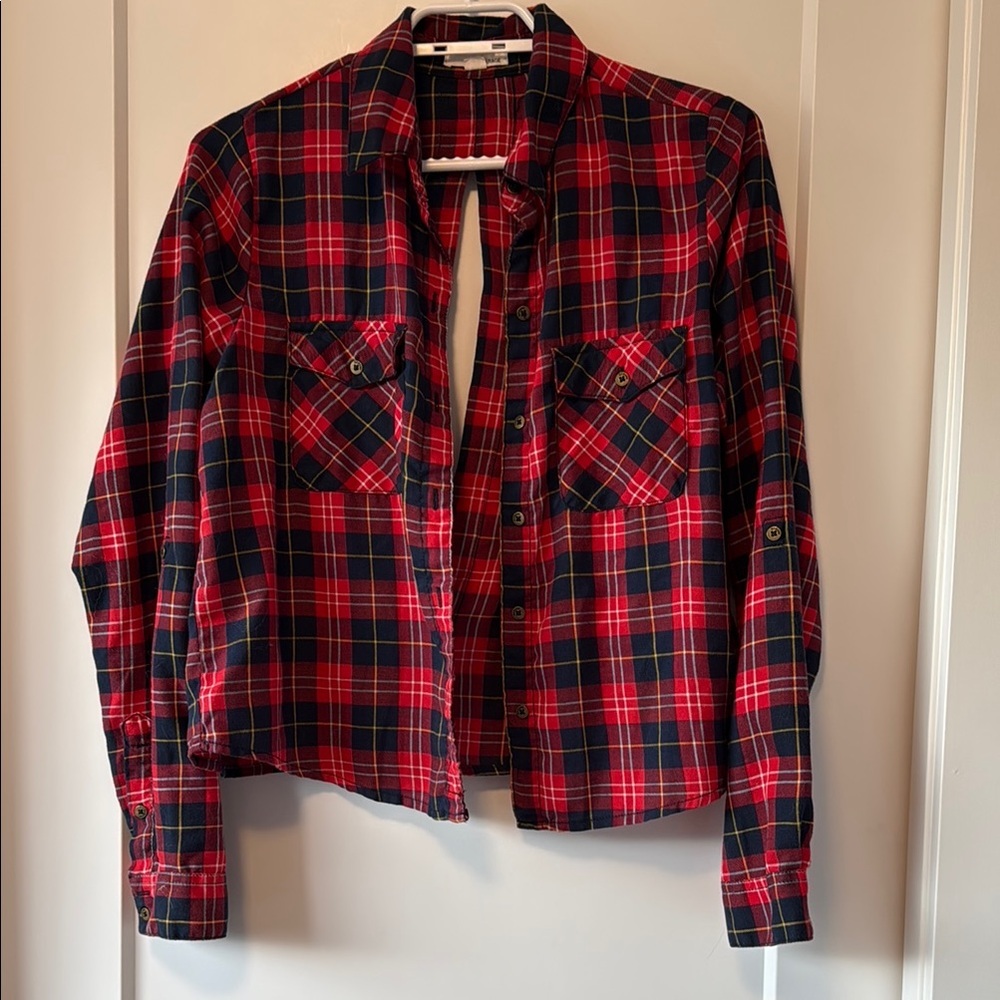 Open Back Plaid Shirt